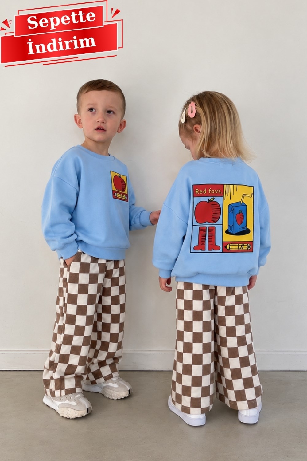Unisex Gabardin Pantolonlu Mavi  Red Favs  Takım
