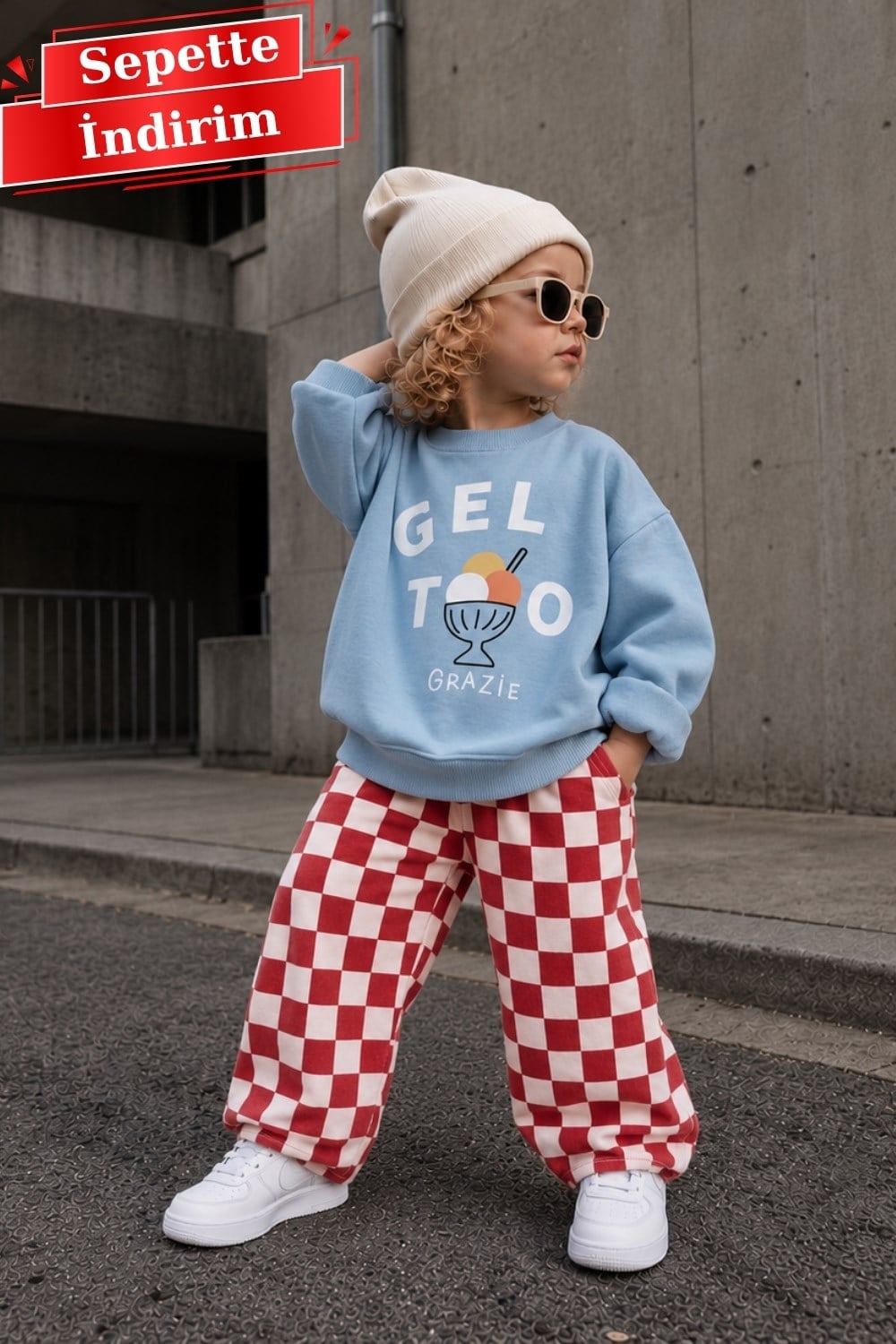 Unisex Geleto Gabardin Pantolonlu Mavi Takım