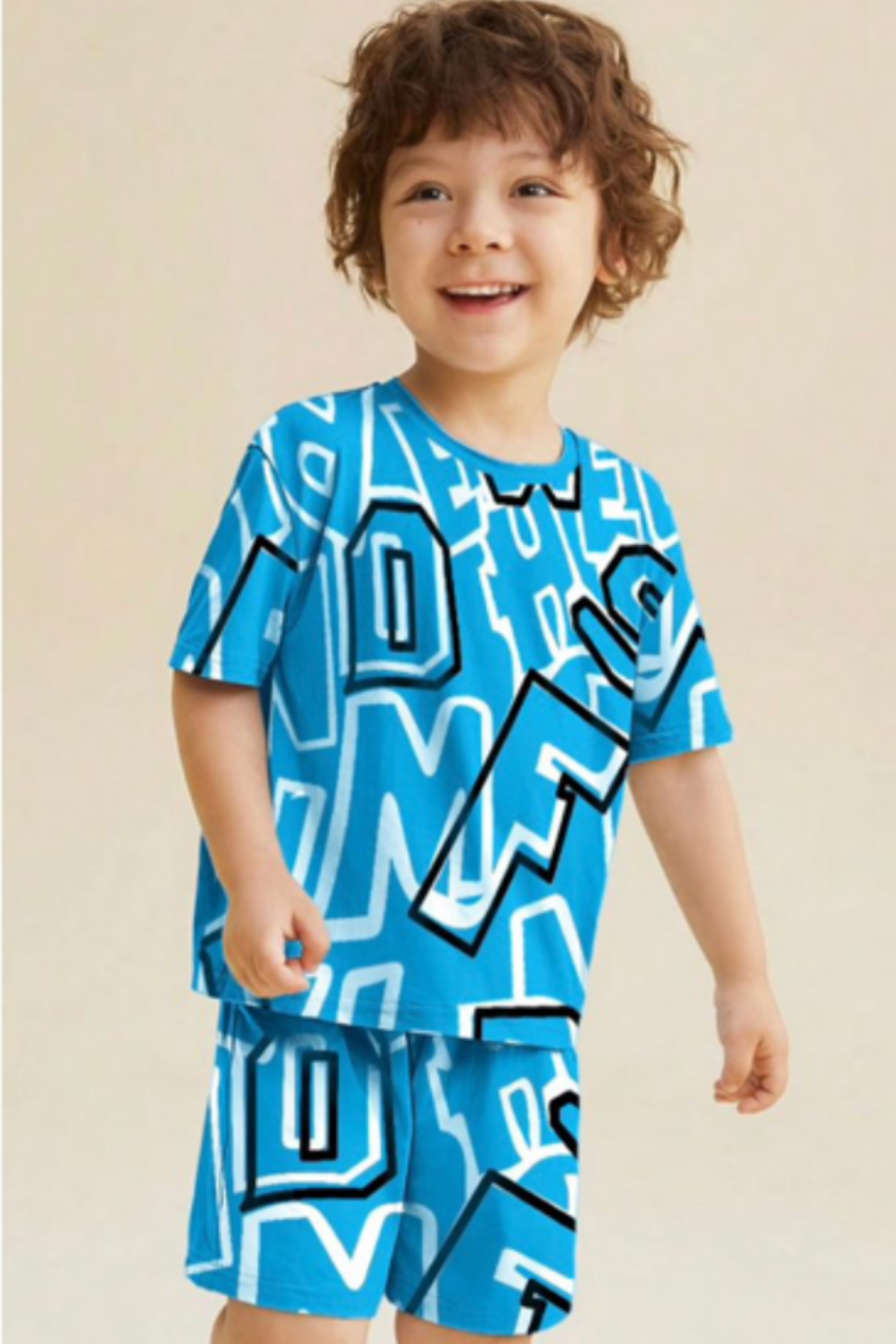 Unisex Graffiti Baskılı Tshirt Şort Takım