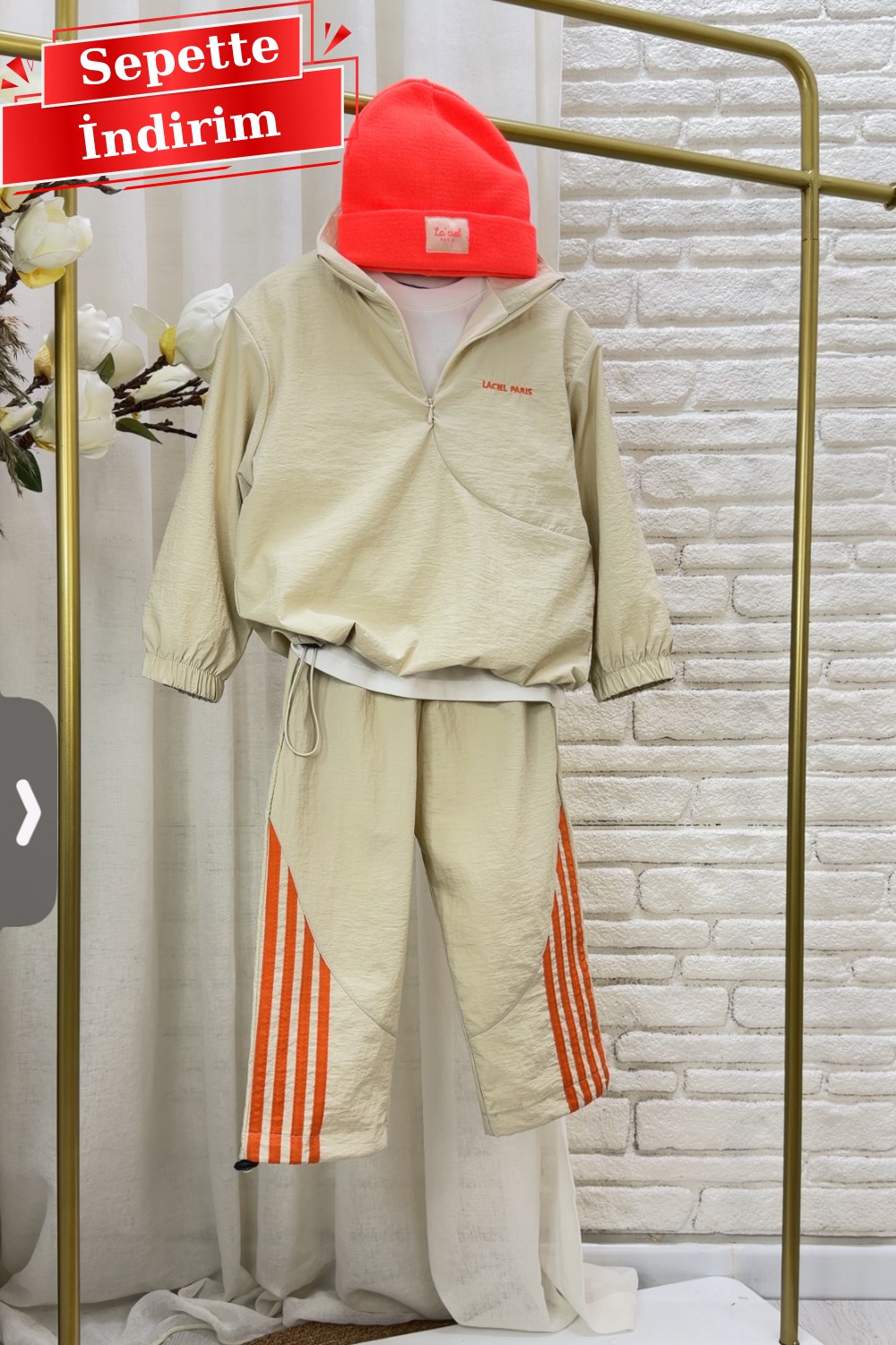 Unisex Laciel Alt Üst Astarlı Paraşüt Su Geçirmez Bej Takım