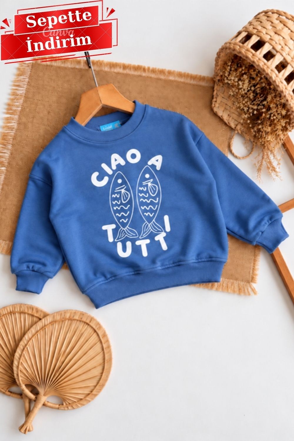 Unisex Laciel Ciao Tutti Mavi Sweat