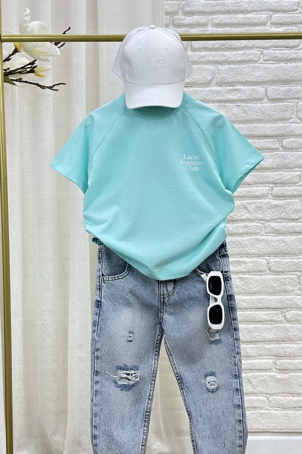 Unisex Laciel Summer Turkuaz Kısa Kol Tshirt