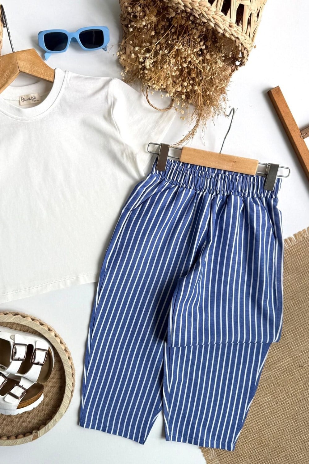 Unisex  Laciel Yazlık Baloon Laci Çizgili Pantolon