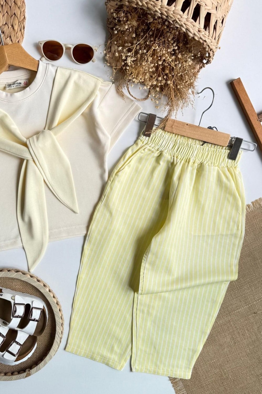 Unisex  Laciel Yazlık Baloon Sarı Çizgili Pantolon