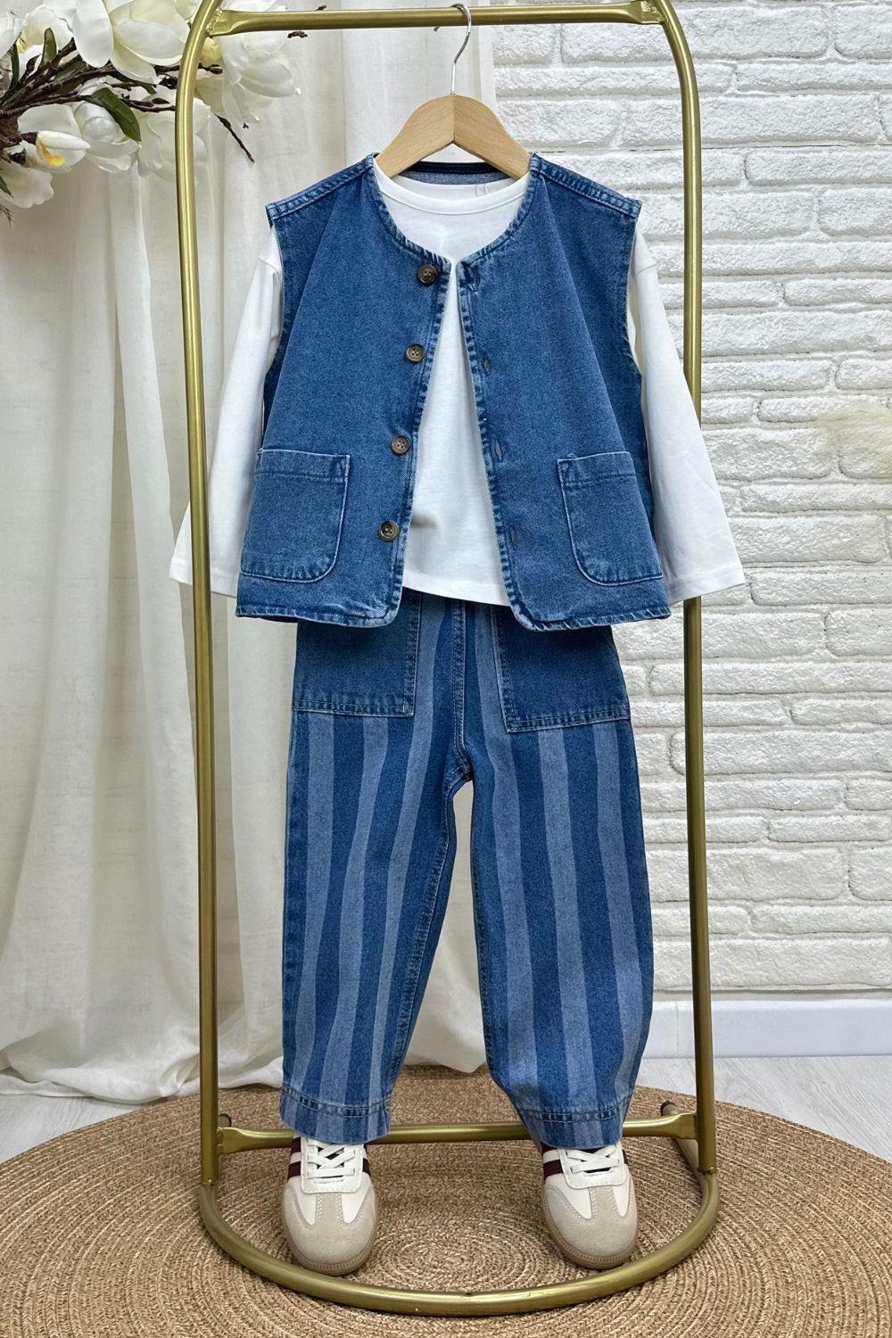 Unisex Laciel Yelek & Jean Denim Takım