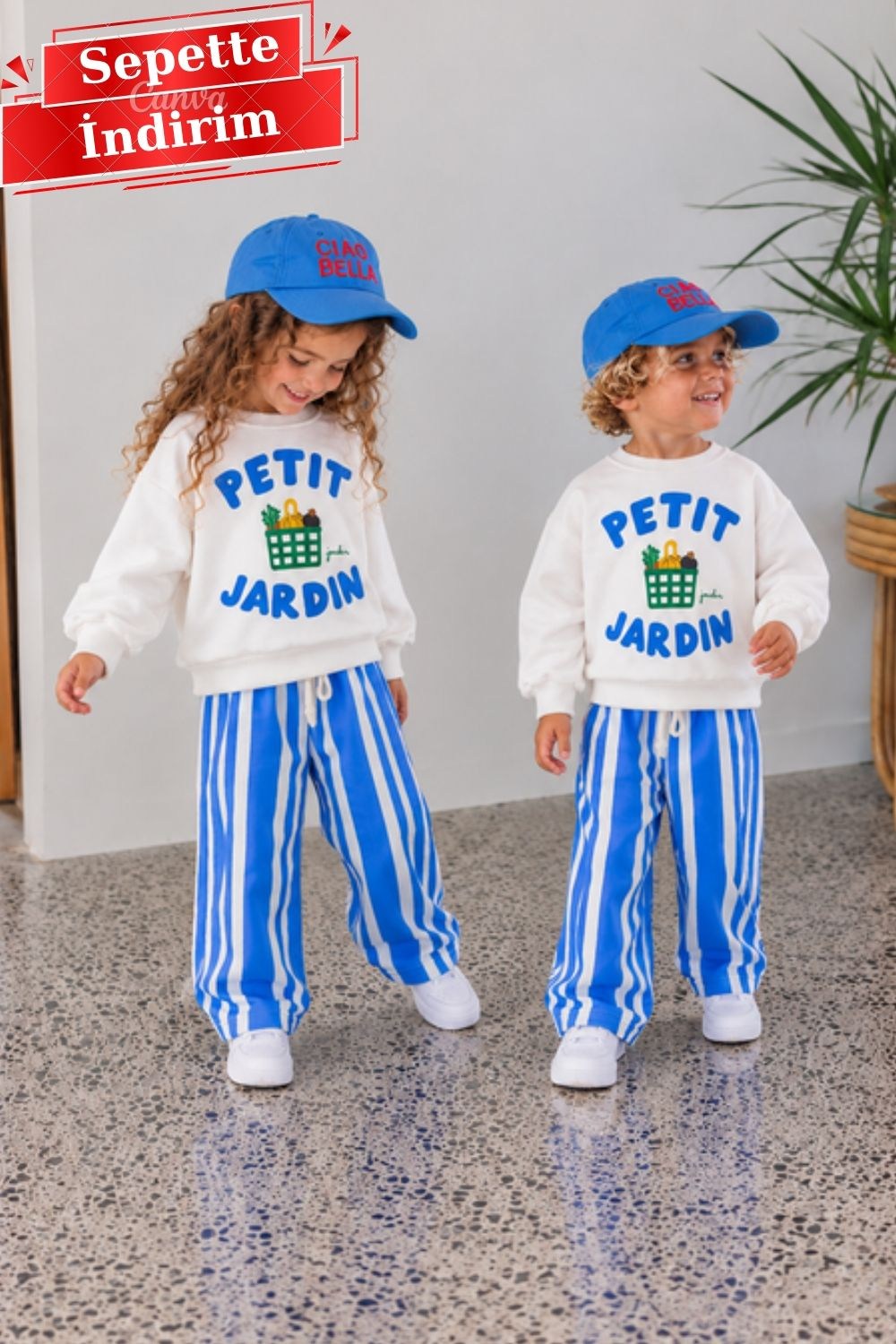 Unisex Petit Jardin Mavi 3 İplik Takım