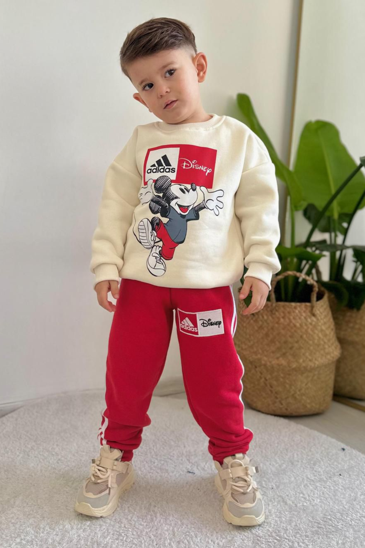 Unisex Şardonlu Adids Kırmızı Takım