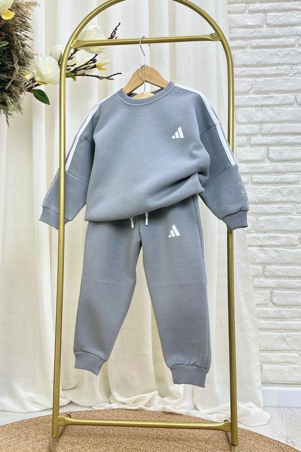 Unisex Şardonlu Gri Adids Takım