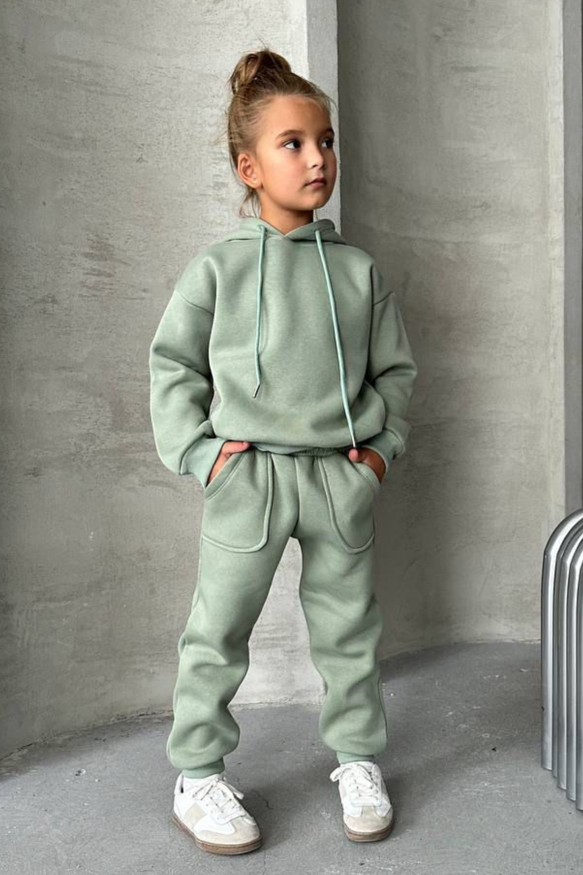 Unisex Şardonlu Kapüşonlu Yeşil Takım