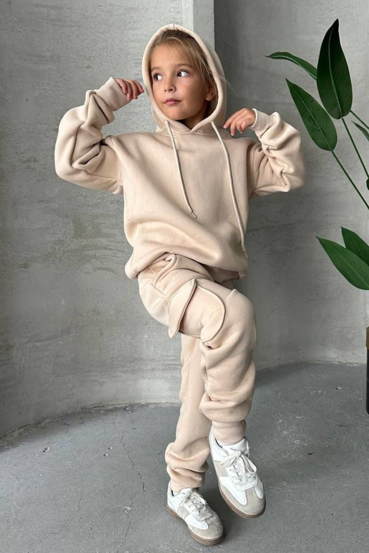 Unisex Şardonlu Kargo Cepli Bej Takım
