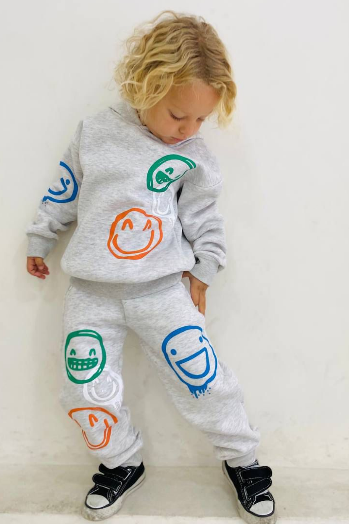 Unisex Şardonlu Smile Gri Takım