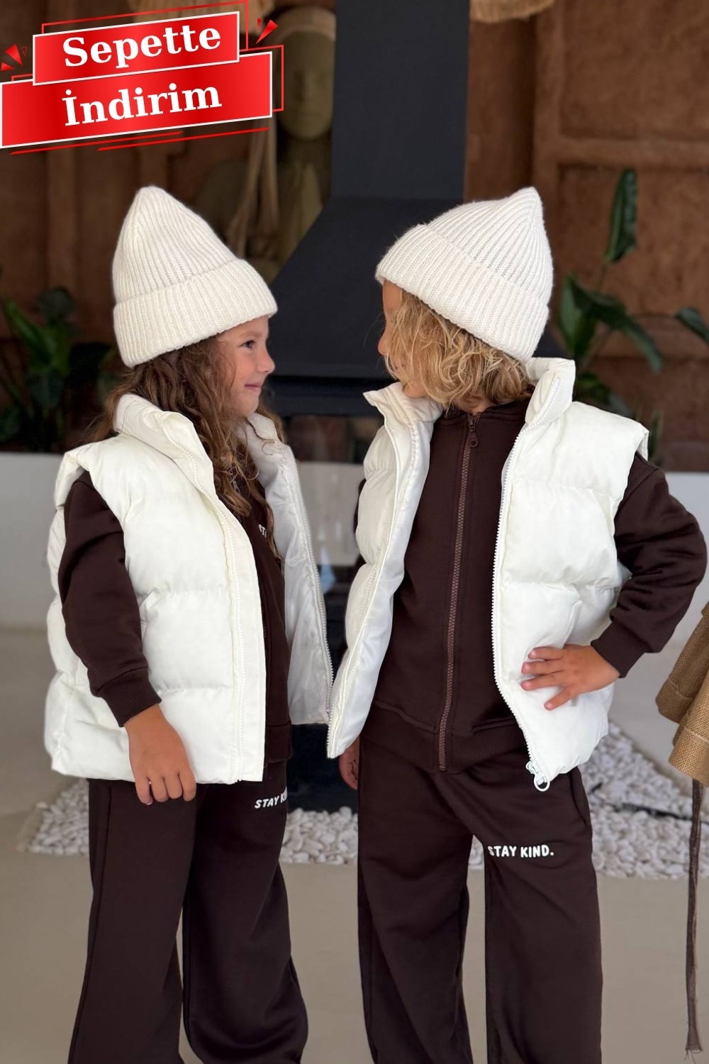 Unisex Şişme Ekru Yelek