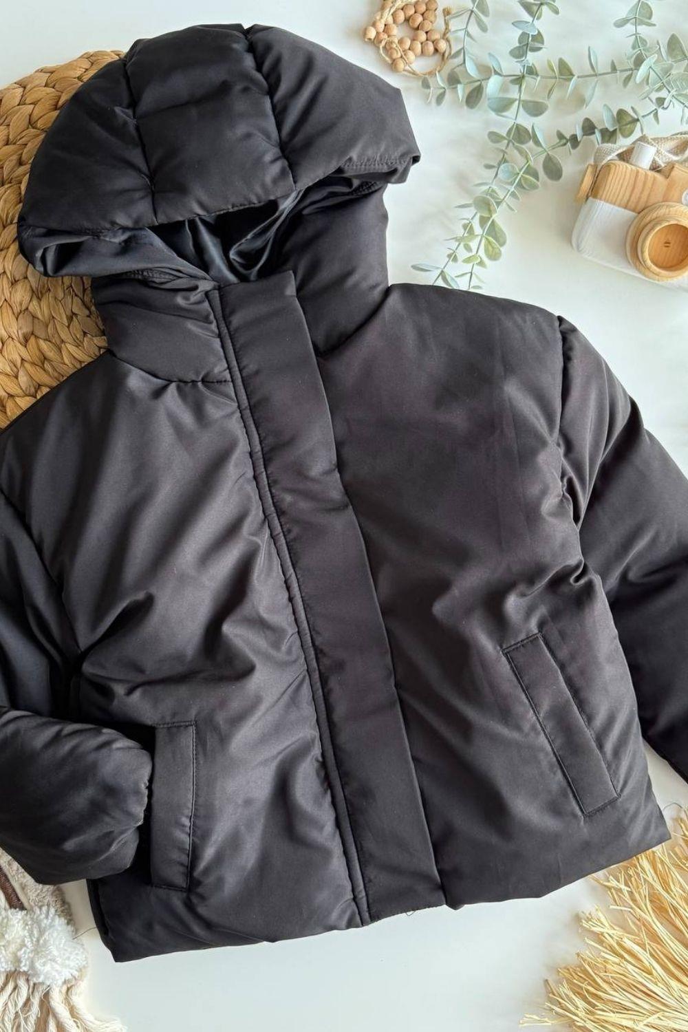 Unisex Su Geçirmez Şişme Siyah Mont