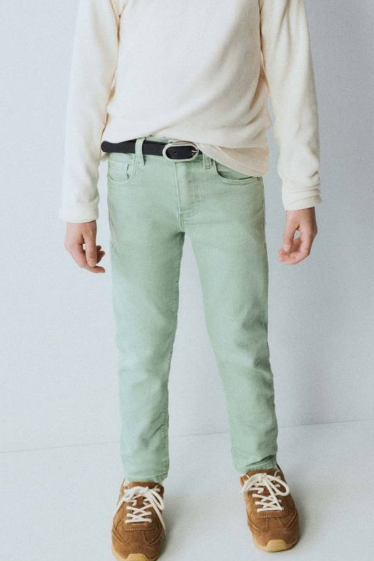 Unisex Su Yeşili Jean Pantolon