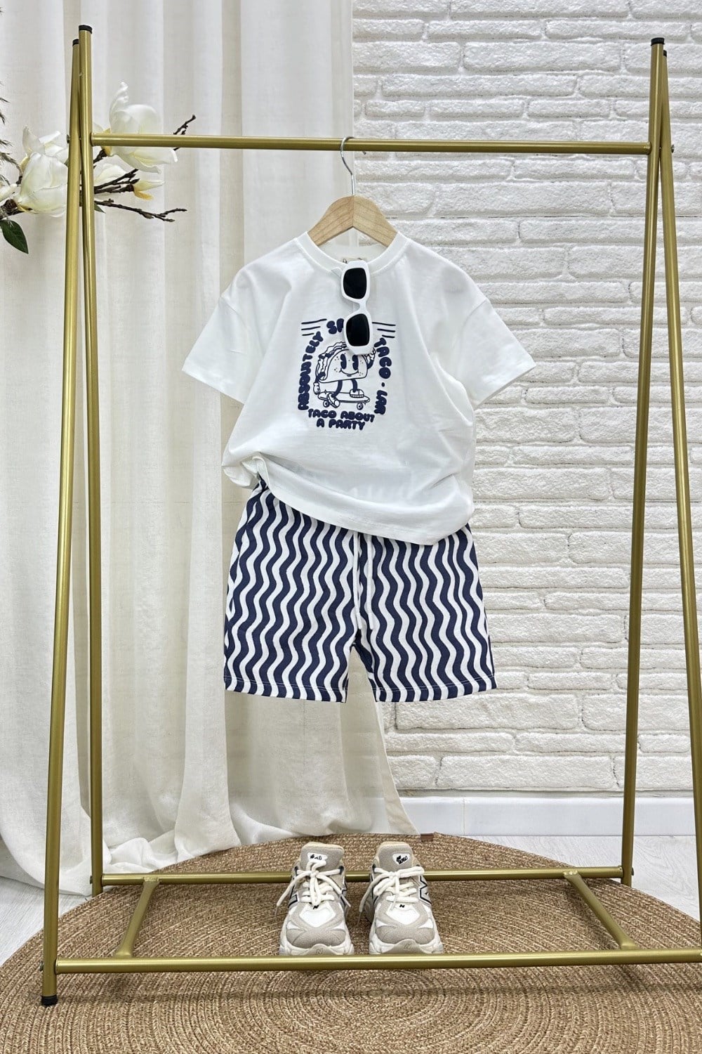 Unisex Taco Baskılı Laci Şortlu Takım