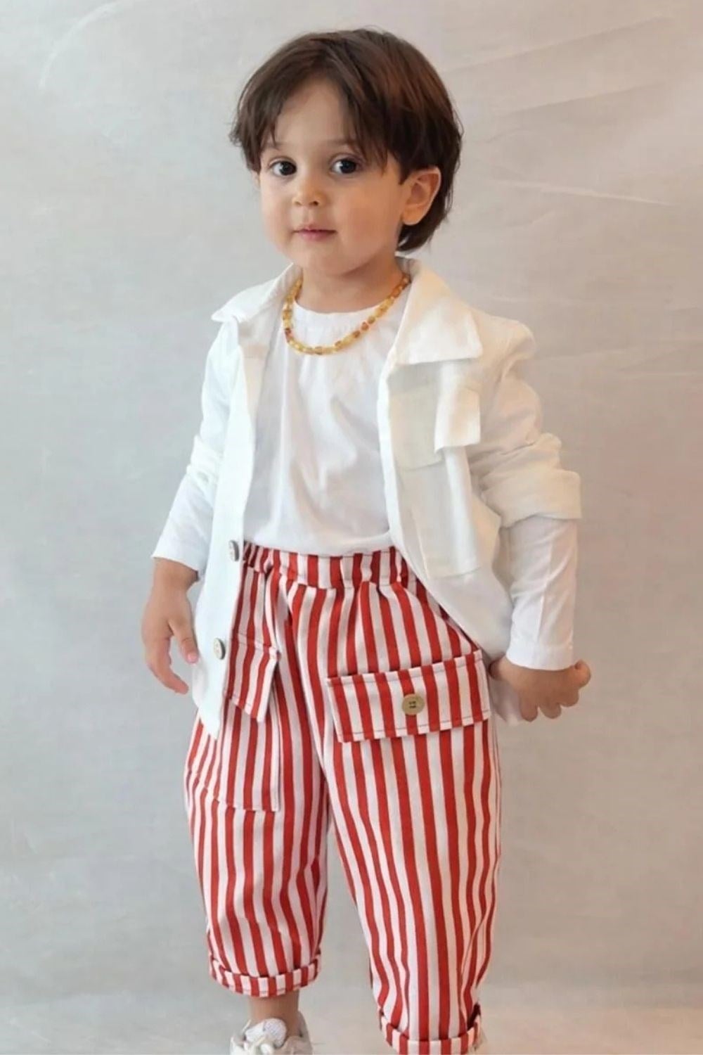 Unisex Trenç Gömlek Kırmızı Çizgili Pantolon