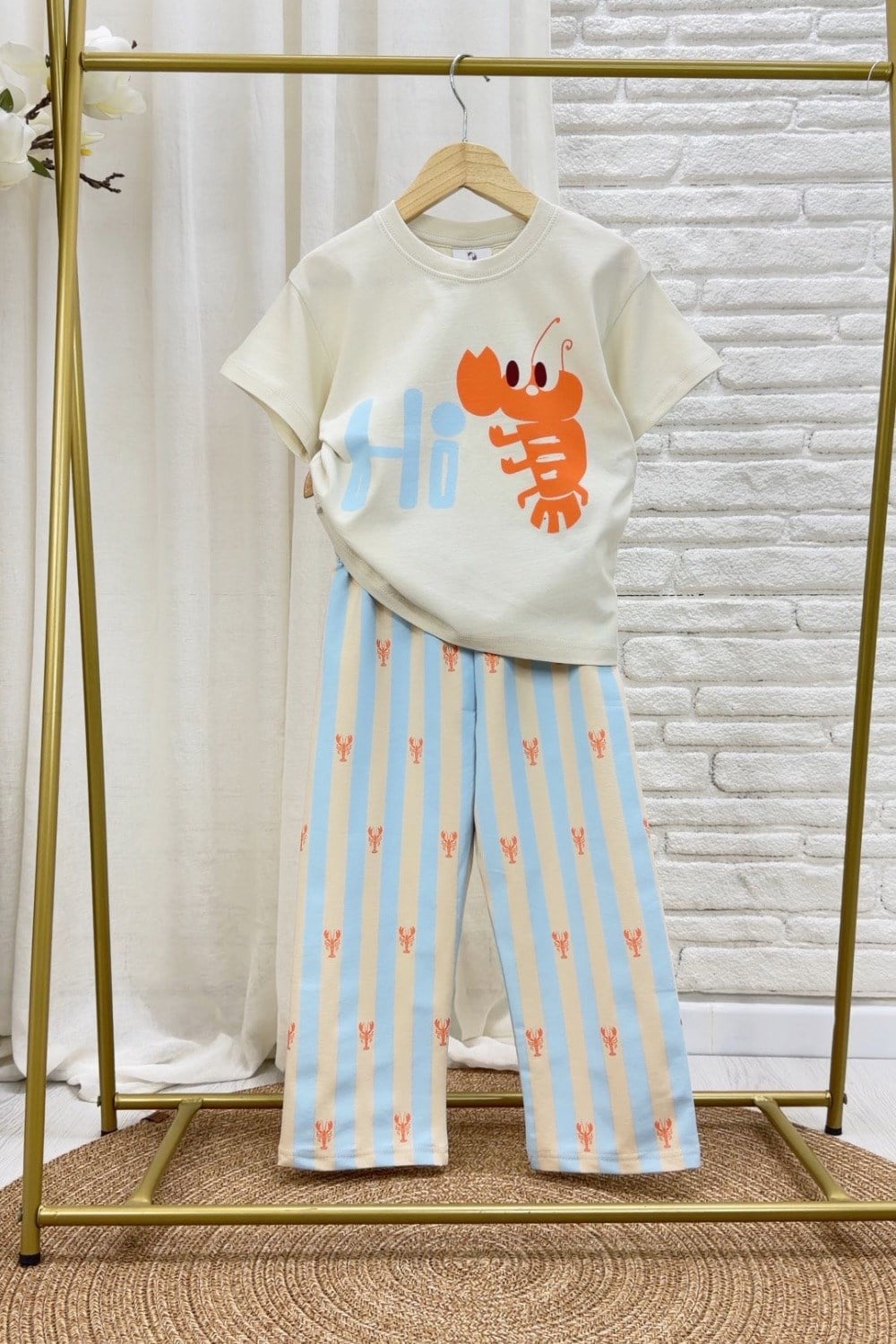 Unisex Yengec Baskı İkili Takım