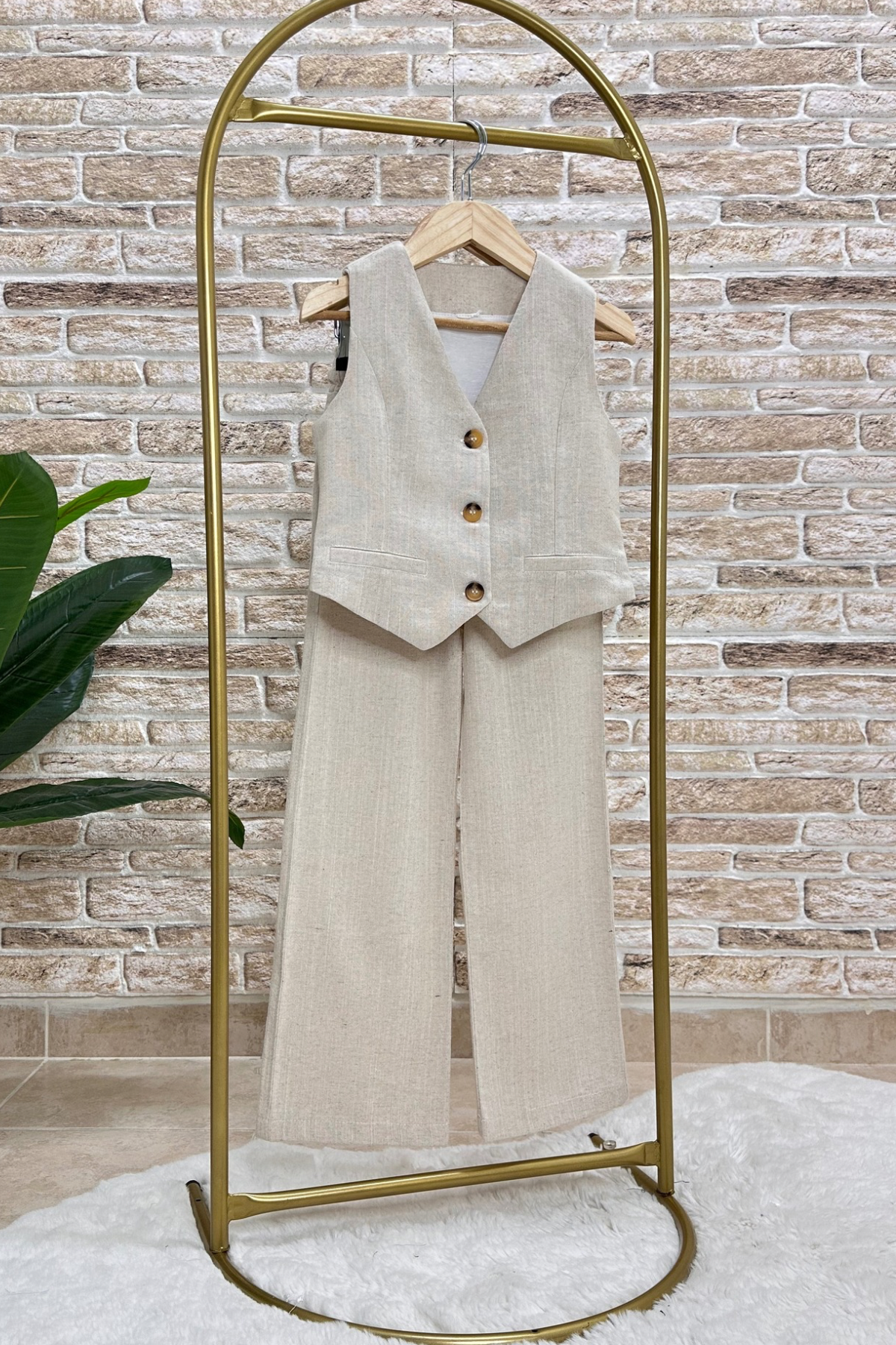 Yelek Pantolon Keten Takım