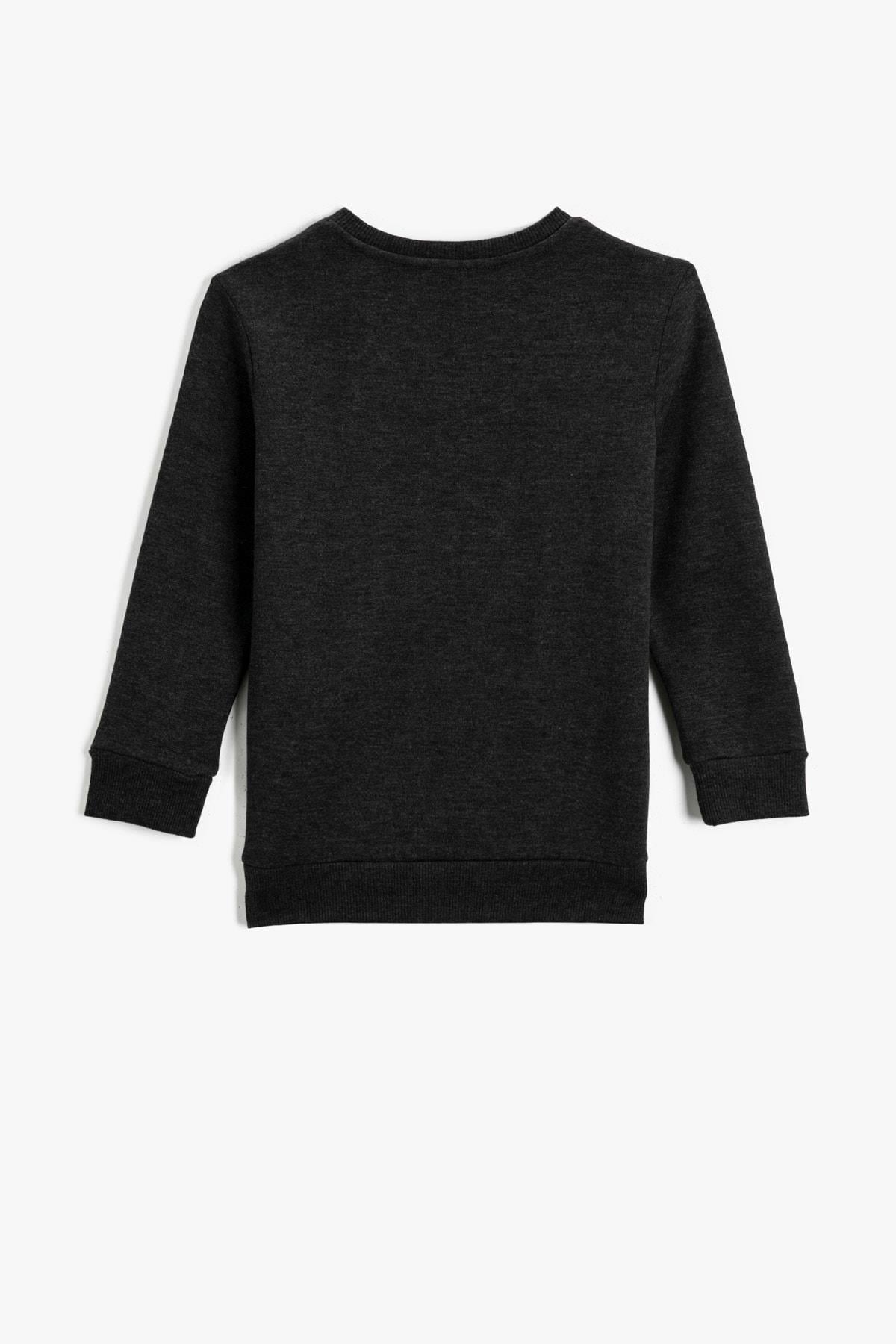 Erkek Çocuk Bisiklet Yaka Baskılı Sweatshirt Pamuklu