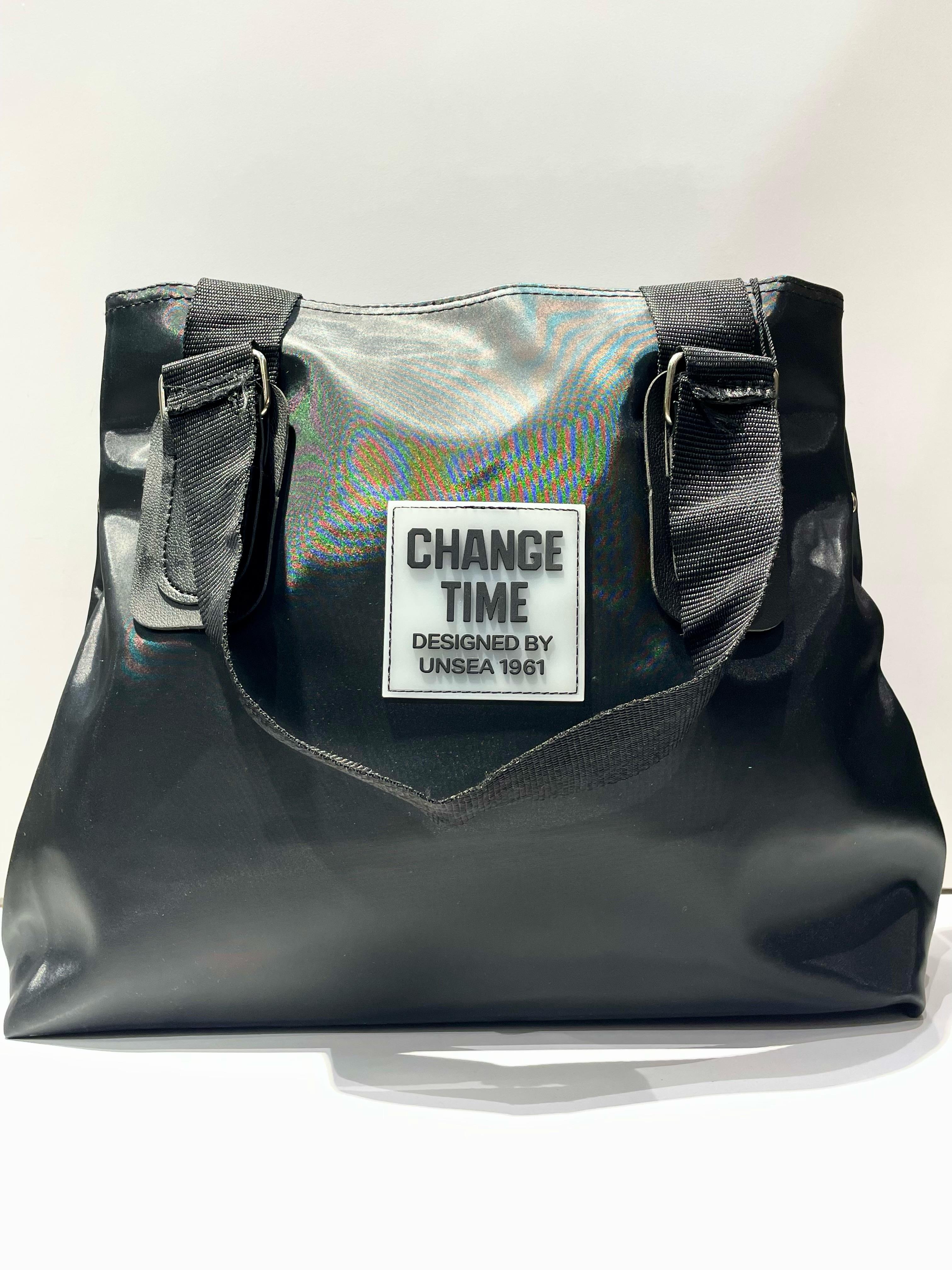 Kadın Change Time Yazılı Omuz Çantası Siyah