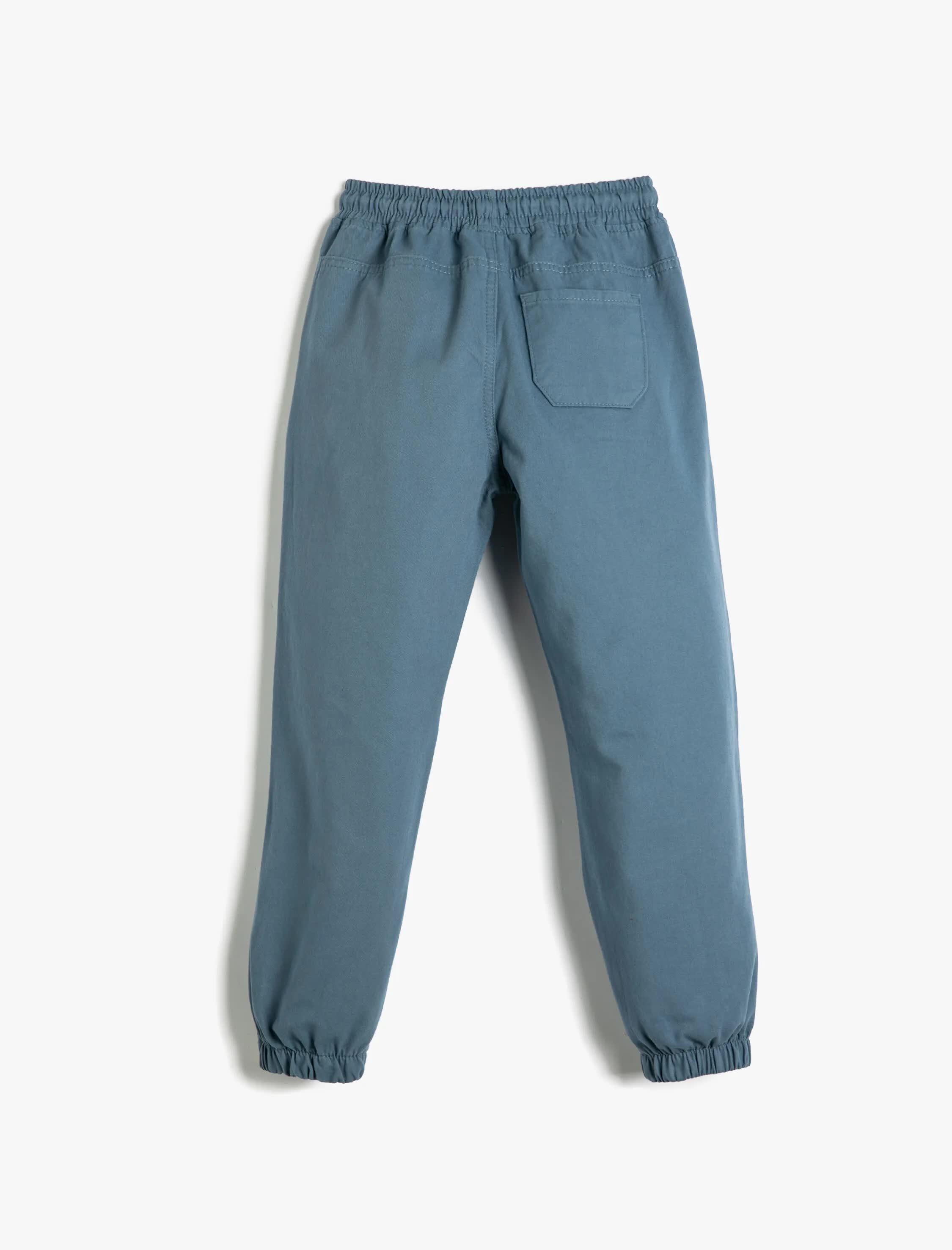 Mavi Erkek Çocuk Jogger Pantolon Basic Cepli Beli Bağlamalı Pamuklu