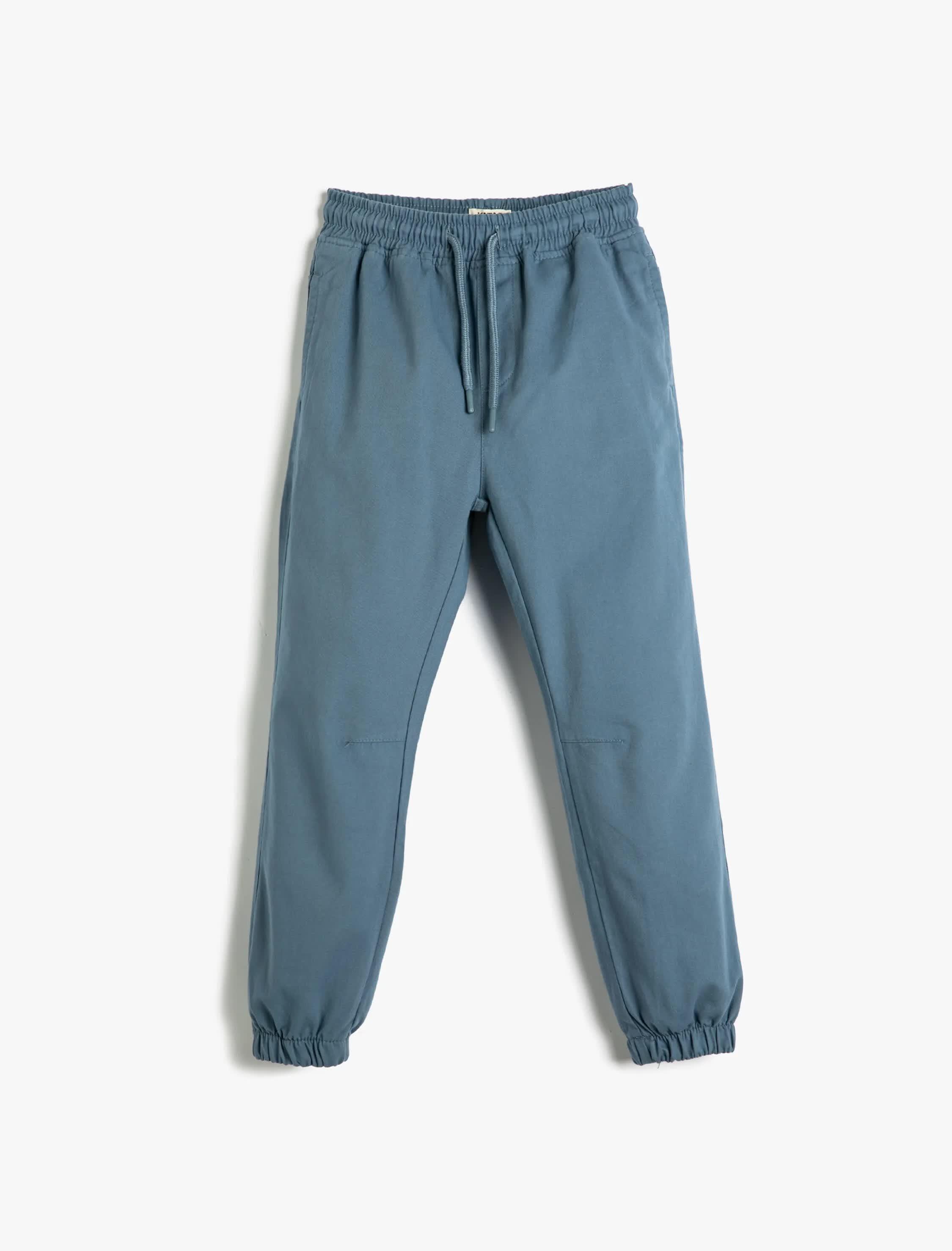 Mavi Erkek Çocuk Jogger Pantolon Basic Cepli Beli Bağlamalı Pamuklu