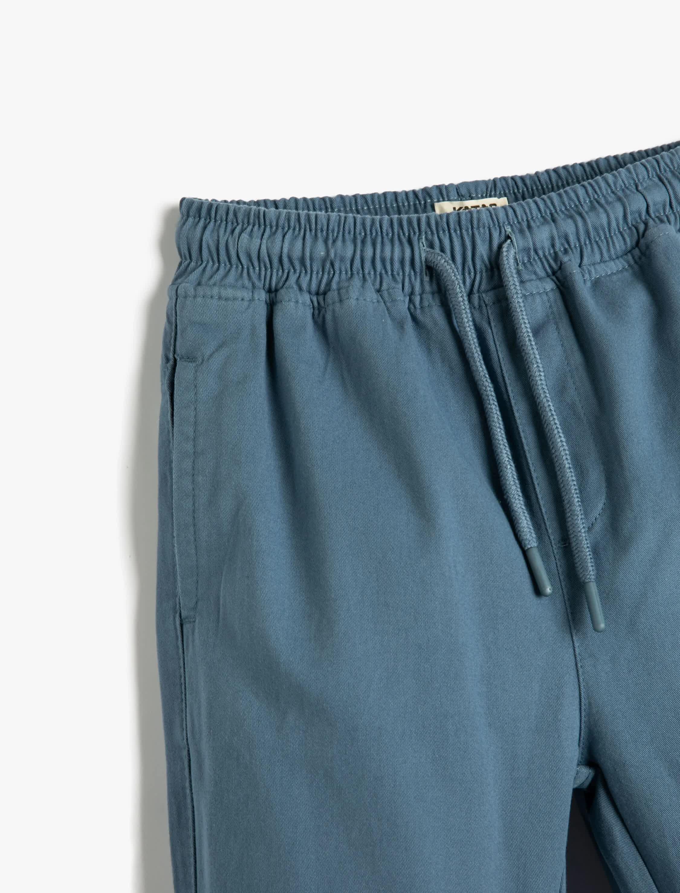 Mavi Erkek Çocuk Jogger Pantolon Basic Cepli Beli Bağlamalı Pamuklu
