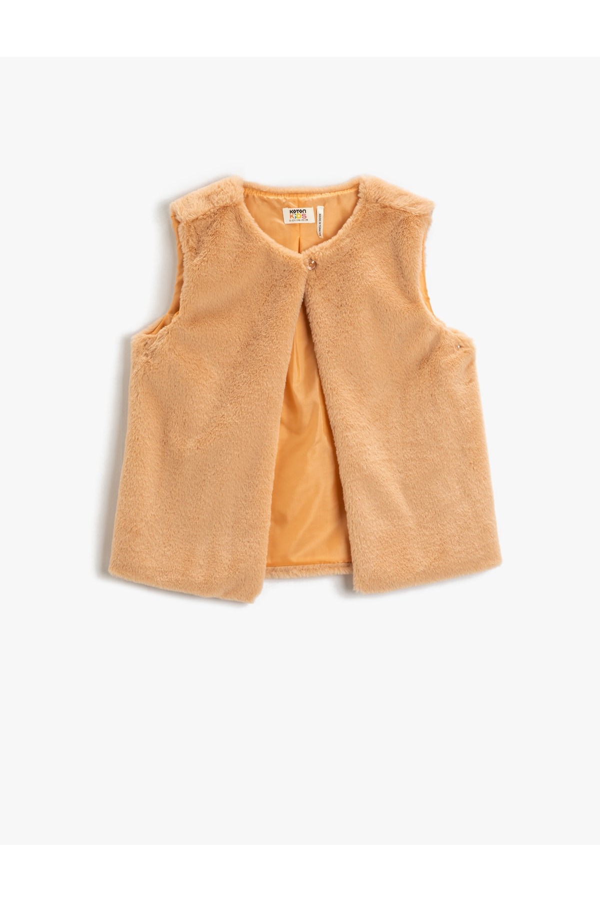 Kız Çocuk Basic Peluş Yelek Yuvarlak Yaka