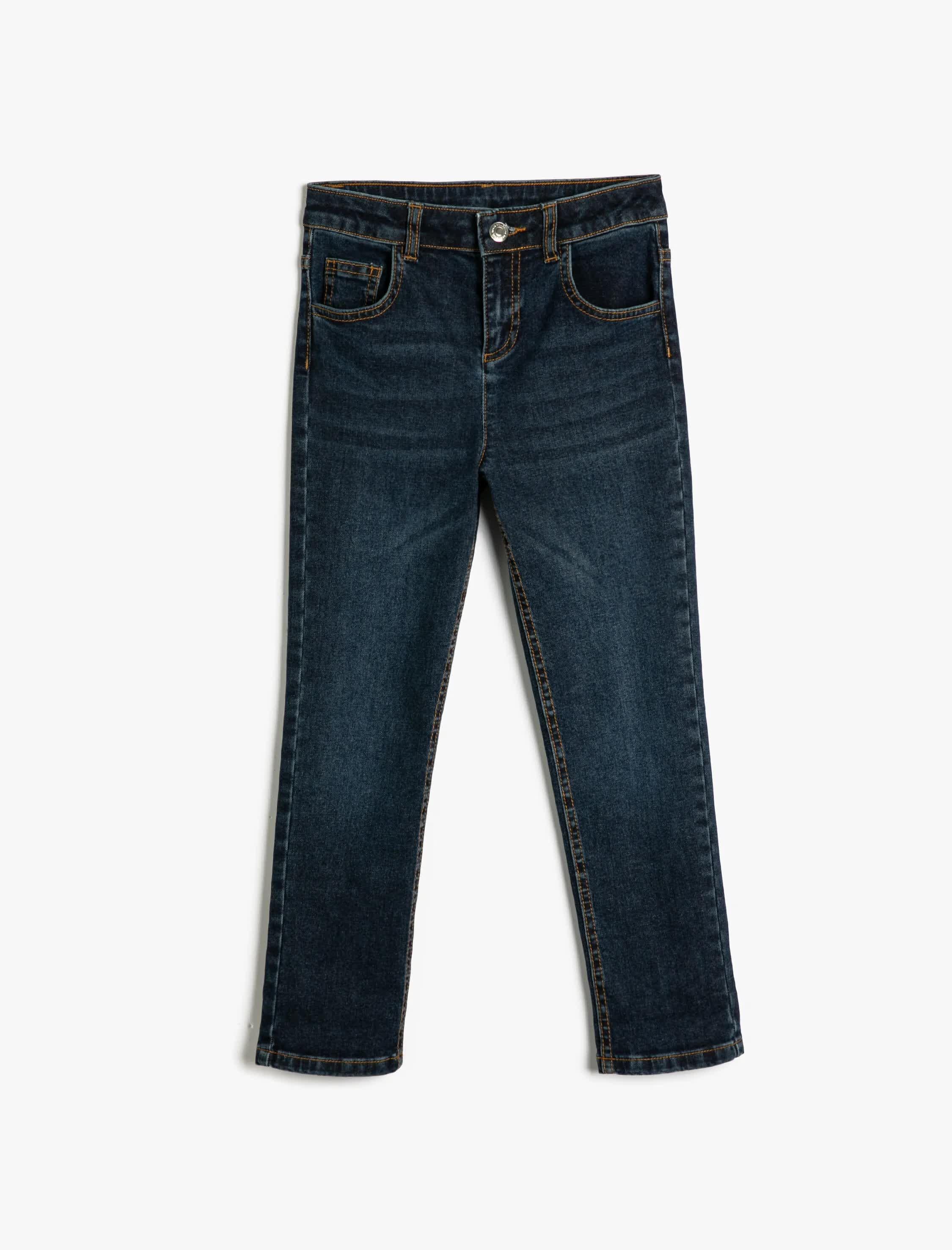 Erkek Çocuk Normal Bel Dar Paça Pamuklu Kot Pantolon - Slim Jean