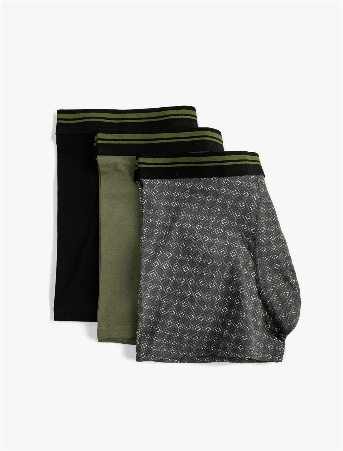 3lü Boxer Seti Minimal Baskılı Çok Renkli