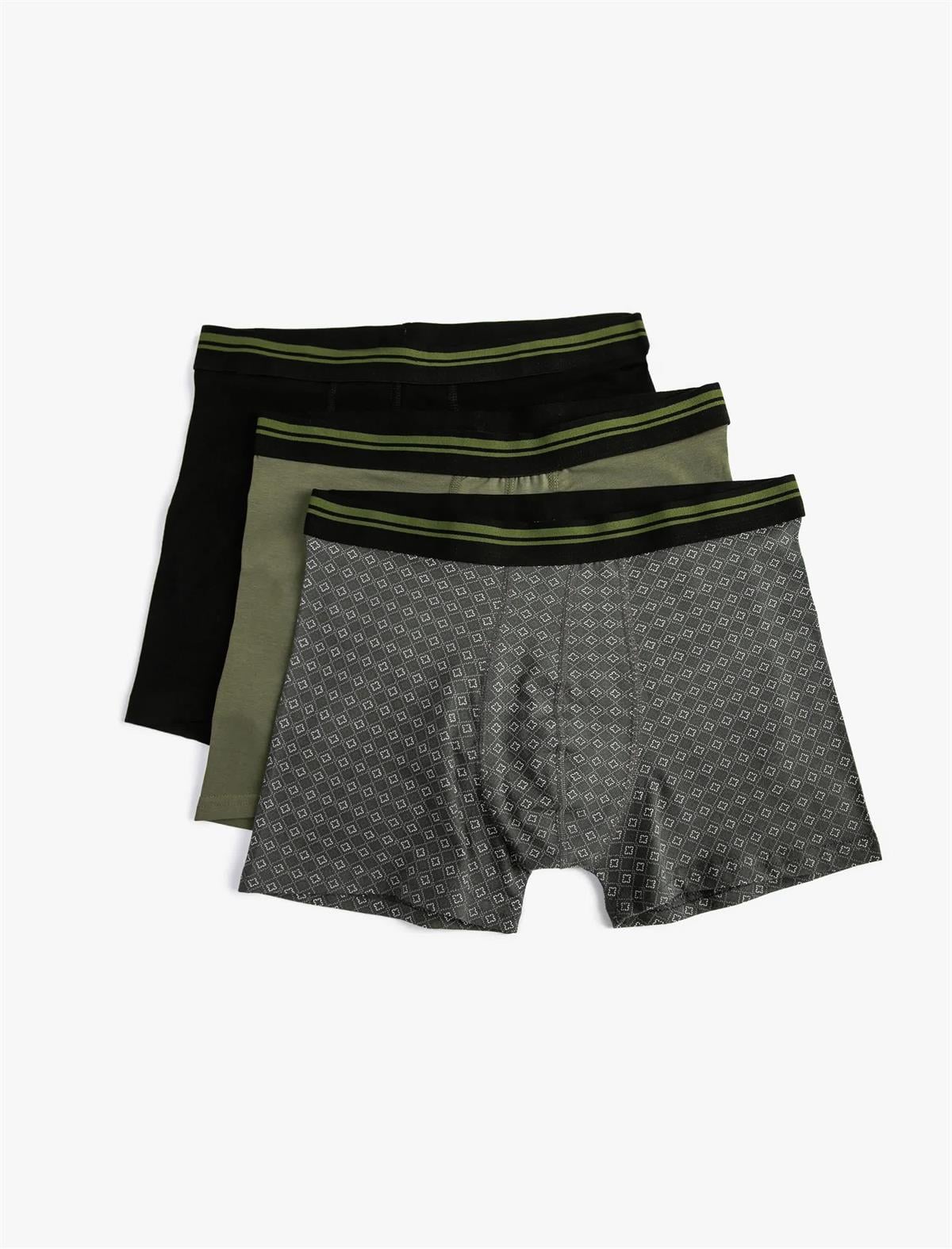 3lü Boxer Seti Minimal Baskılı Çok Renkli