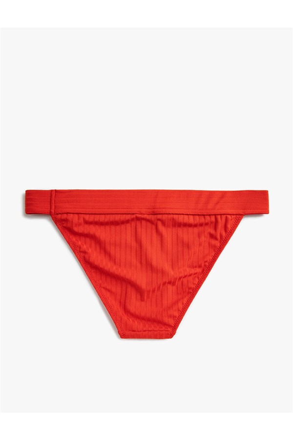Normal Bel Bikini Alt Çizgili Kırmızı