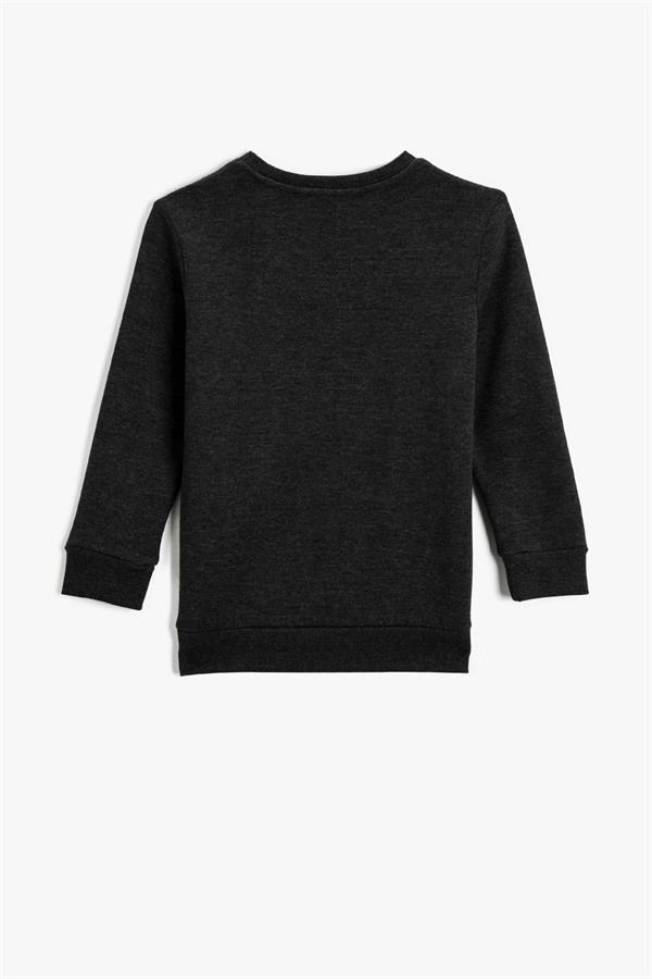 Erkek Çocuk Bisiklet Yaka Baskılı Sweatshirt Pamuklu