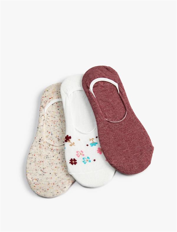Kadın Çiçekli 3lü Babet Çorap Seti Çok Renkli