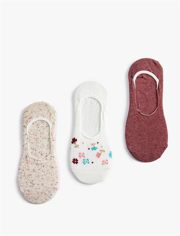 Kadın Çiçekli 3lü Babet Çorap Seti Çok Renkli