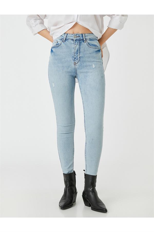 Dar Paça Kot Pantolon Dar Kesim Yüksek Bel - Carmen Jean