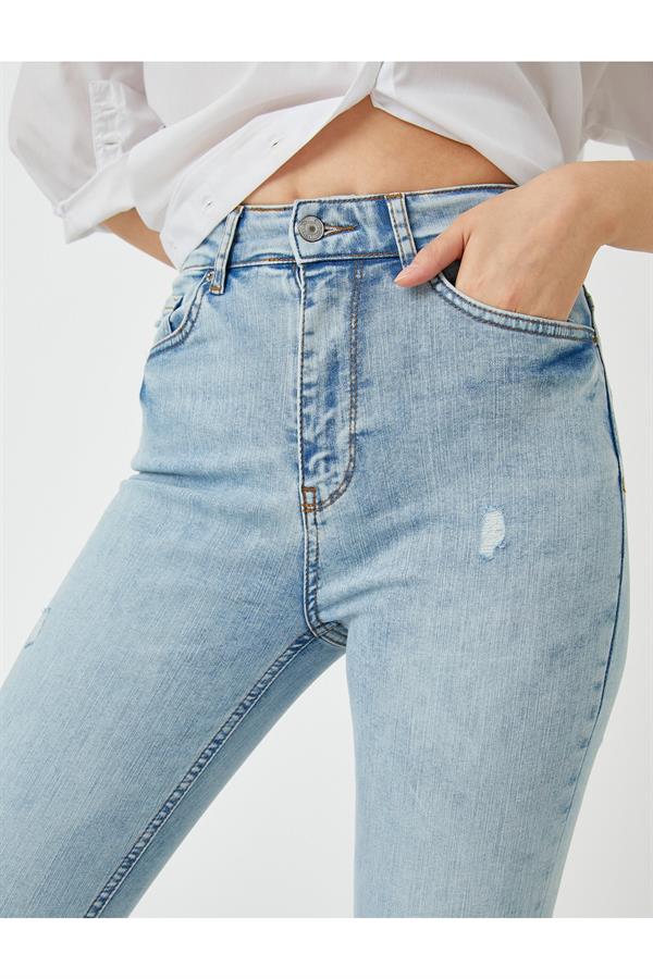 Dar Paça Kot Pantolon Dar Kesim Yüksek Bel - Carmen Jean