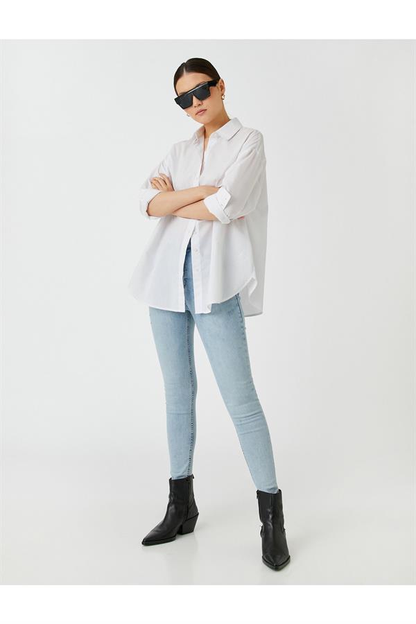 Dar Paça Kot Pantolon Dar Kesim Yüksek Bel - Carmen Jean