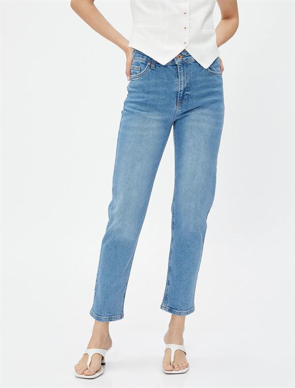 Yüksek Bel Kot Pantolon Hafif Dar Paça - Eve Jeans