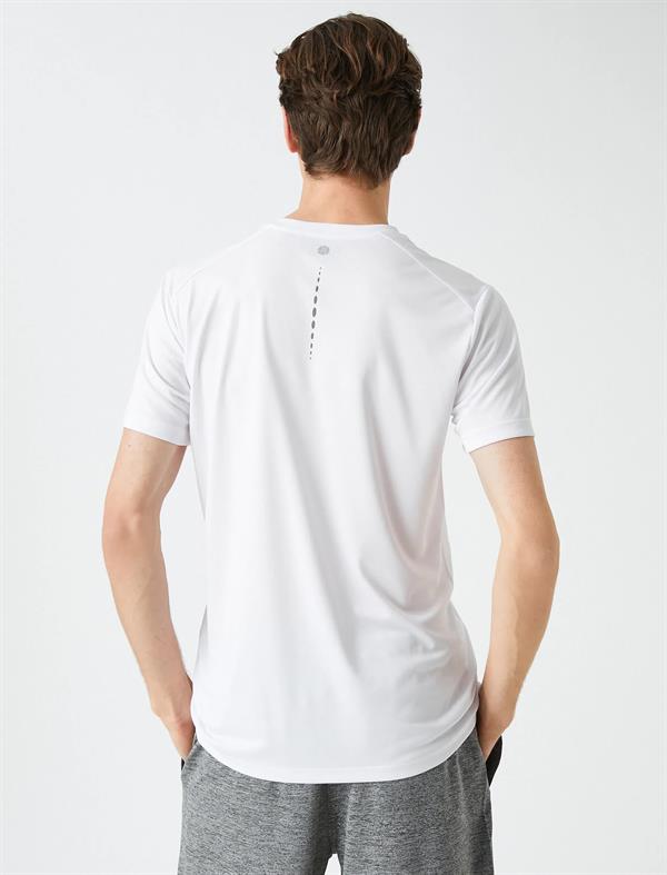 Spor Tişört Bisiklet Yaka Şerit Detaylı Kısa Kollu