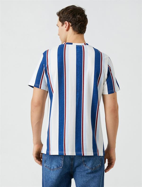 Slogan Baskılı Tişört Bisiklet Yaka Kısa Kollu Pamuklu