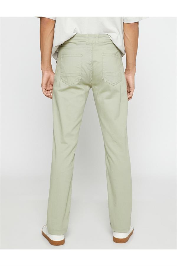 Basic Gabardin Pantolon Slim Fit Düğme Detaylı Cepli