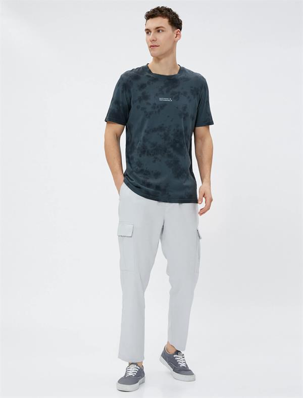 Gri Erkek Keten Karışım Jogger Kargo Pantolon