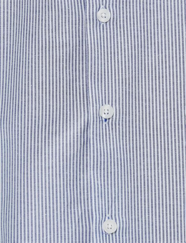 Beyaz Spor Gömlek Slim Fit Klasik Yaka Uzun Kollu