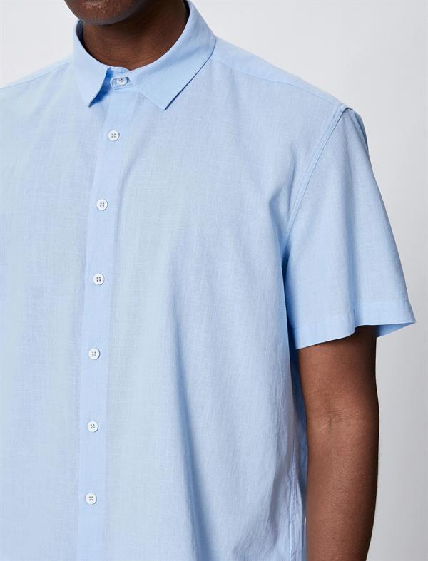 Mavi Erkek Basic Kısa Kollu Gömlek Klasik Yaka Düğmeli Pamuklu