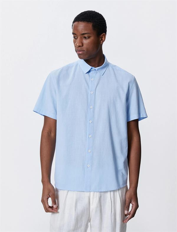 Mavi Erkek Basic Kısa Kollu Gömlek Klasik Yaka Düğmeli Pamuklu
