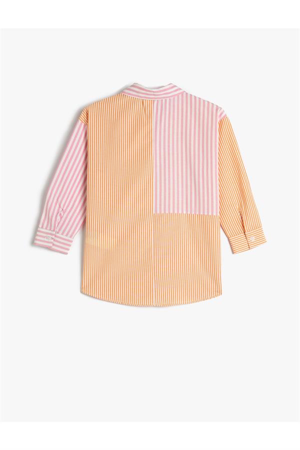 Kız Çocuk Poplin Gömlek Uzun Kollu Cep Detaylı