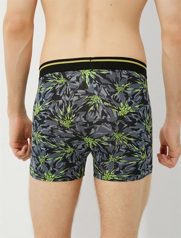 Gri Erkek Basic 3lü Boxer Seti Tropik Desenli