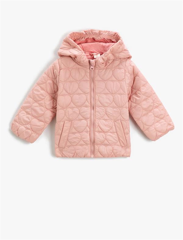 Kız Bebek Kapitone Şişme Mont Kapüşonlu