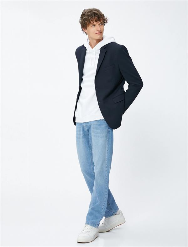 Straight Fit Açık İndigo Erkek Kot Pantolon - Mark Jean